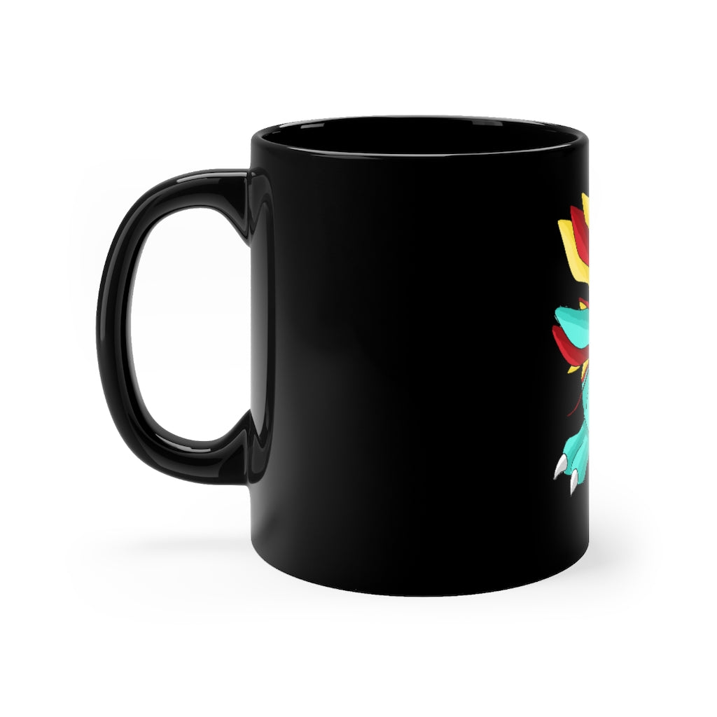 Fabaraess Black Mug 11oz with rounded corners and C-handle, showcasing full-wrap decoration.