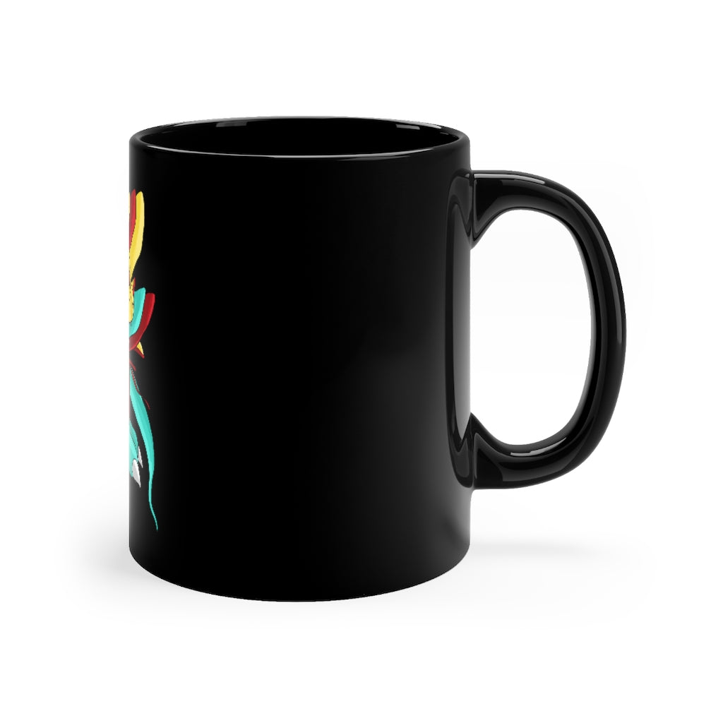 Fabaraess Black Mug 11oz with rounded corners and C-handle, showcasing full-wrap decoration.