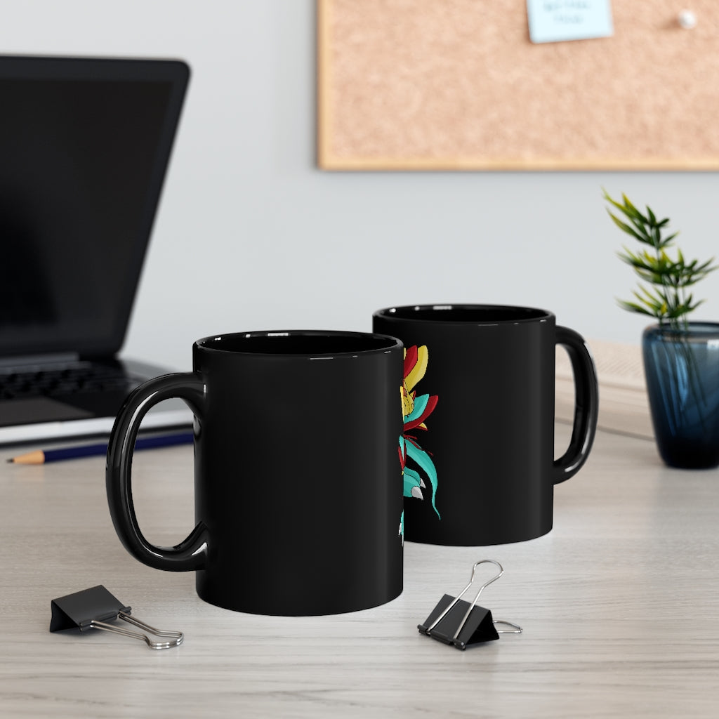 Fabaraess Black Mug 11oz with rounded corners and C-handle, showcasing full-wrap decoration.