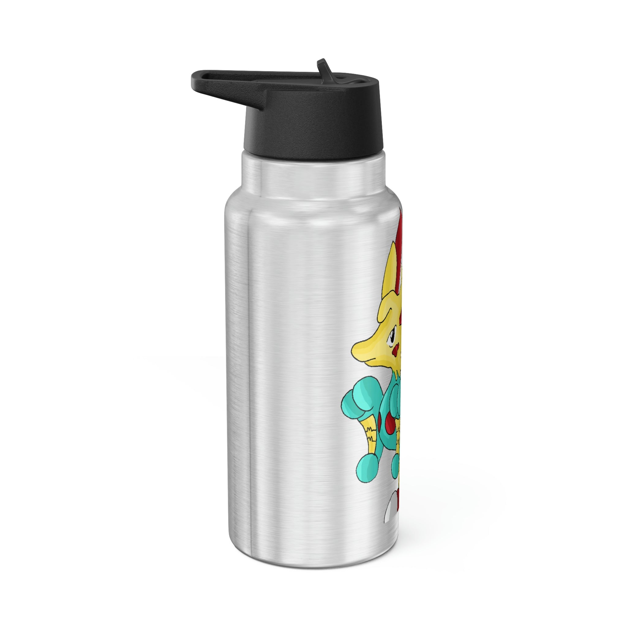 Fabaryu Gator Tumbler in stainless steel with a custom design and plastic straw, showcasing its 32oz capacity.