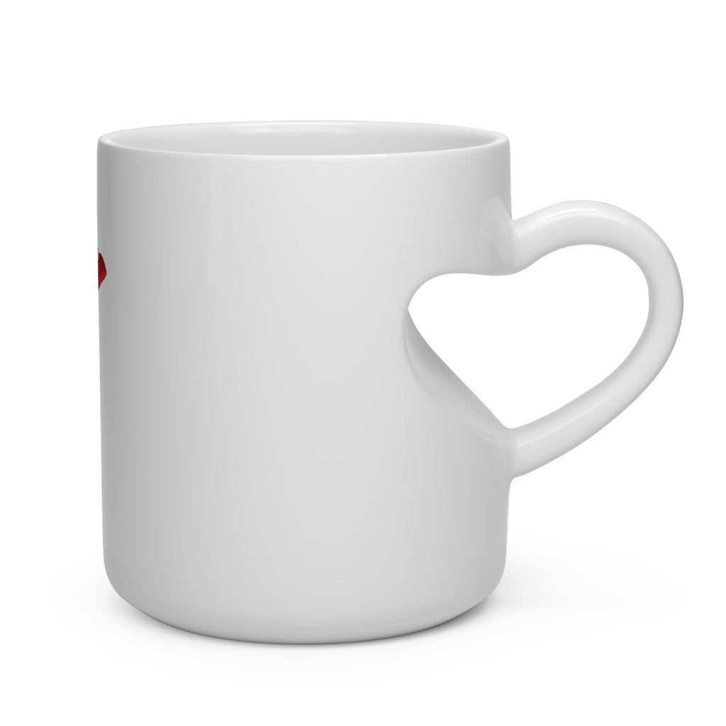 Fabaryu Heart Shape Mug in white ceramic with a heart-shaped handle, perfect for hot beverages.