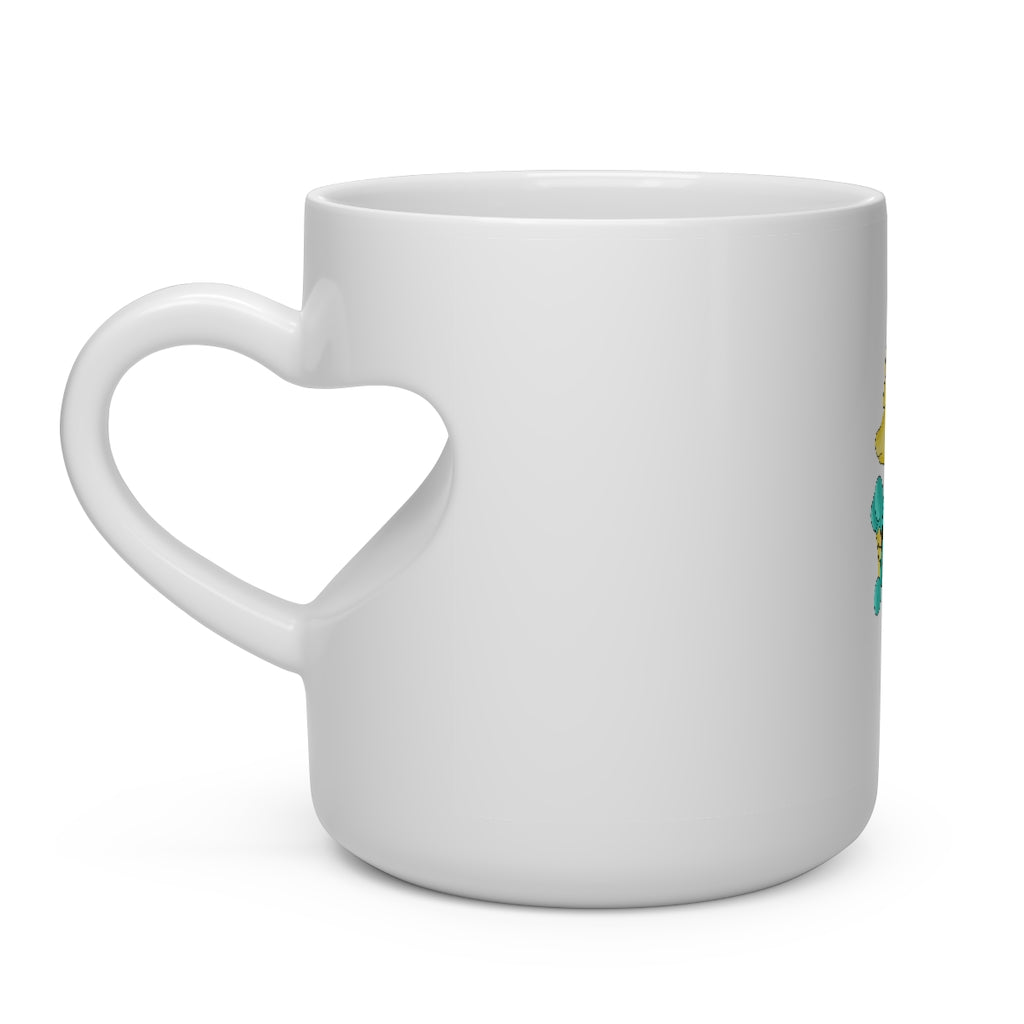 Fabaryu Heart Shape Mug in white ceramic with a heart-shaped handle, perfect for hot beverages.