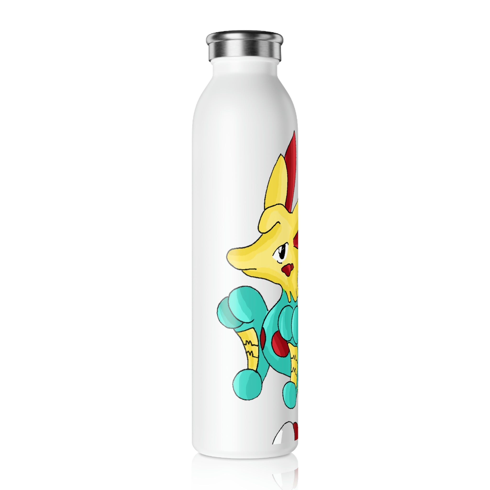 Fabaryu Slim Water Bottle in matte finish with silver cap, showcasing personalized designs.