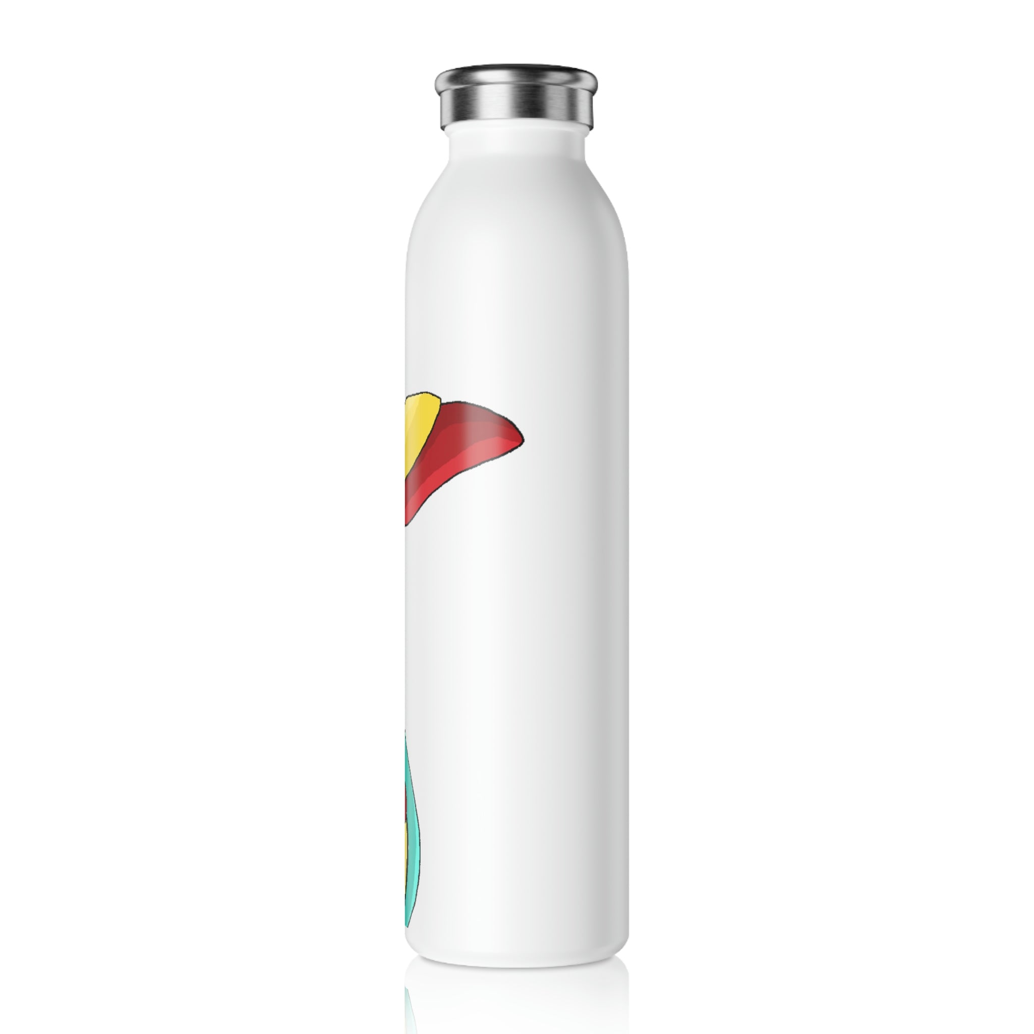 Fabaryu Slim Water Bottle in matte finish with silver cap, showcasing personalized designs.