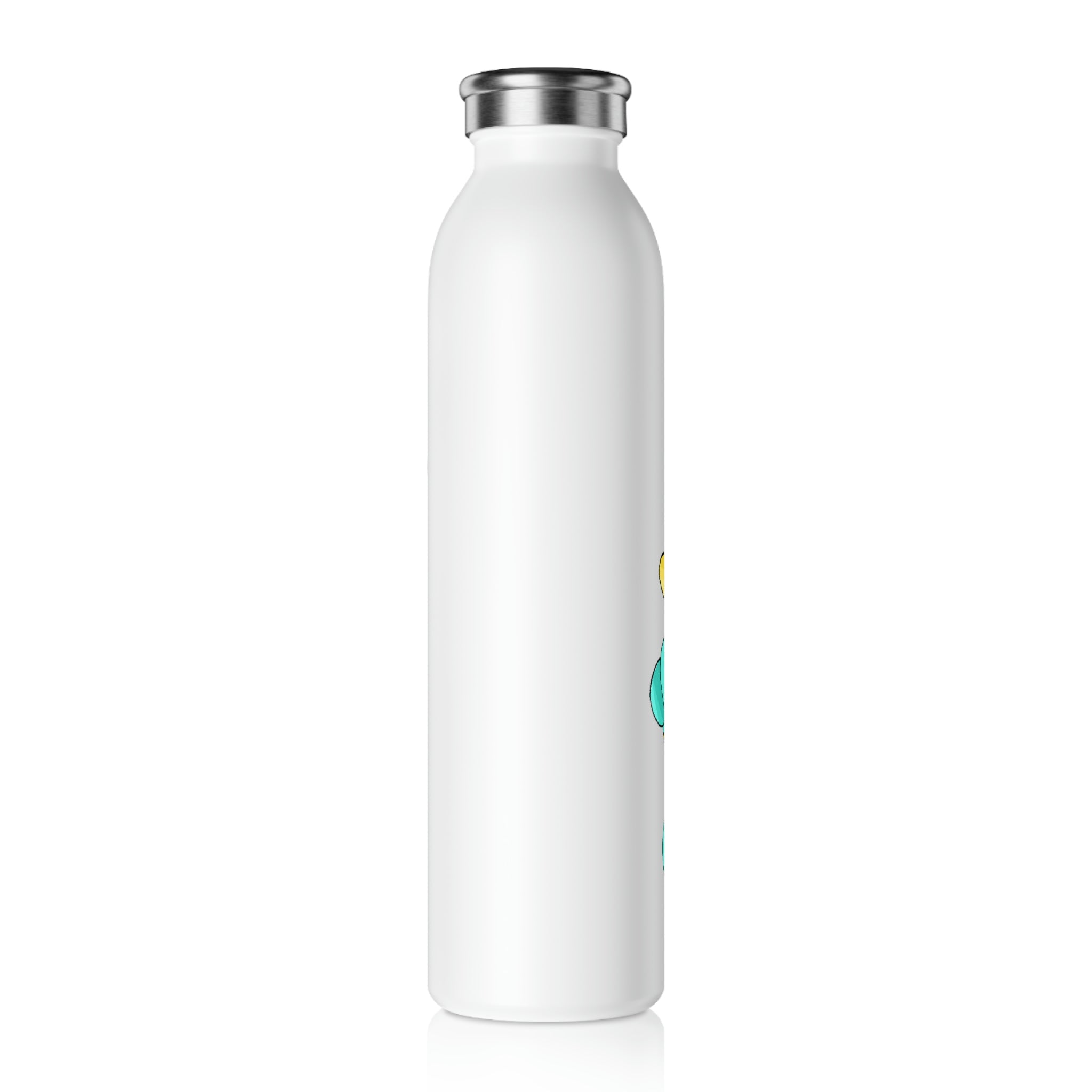 Fabaryu Slim Water Bottle in matte finish with silver cap, showcasing personalized designs.