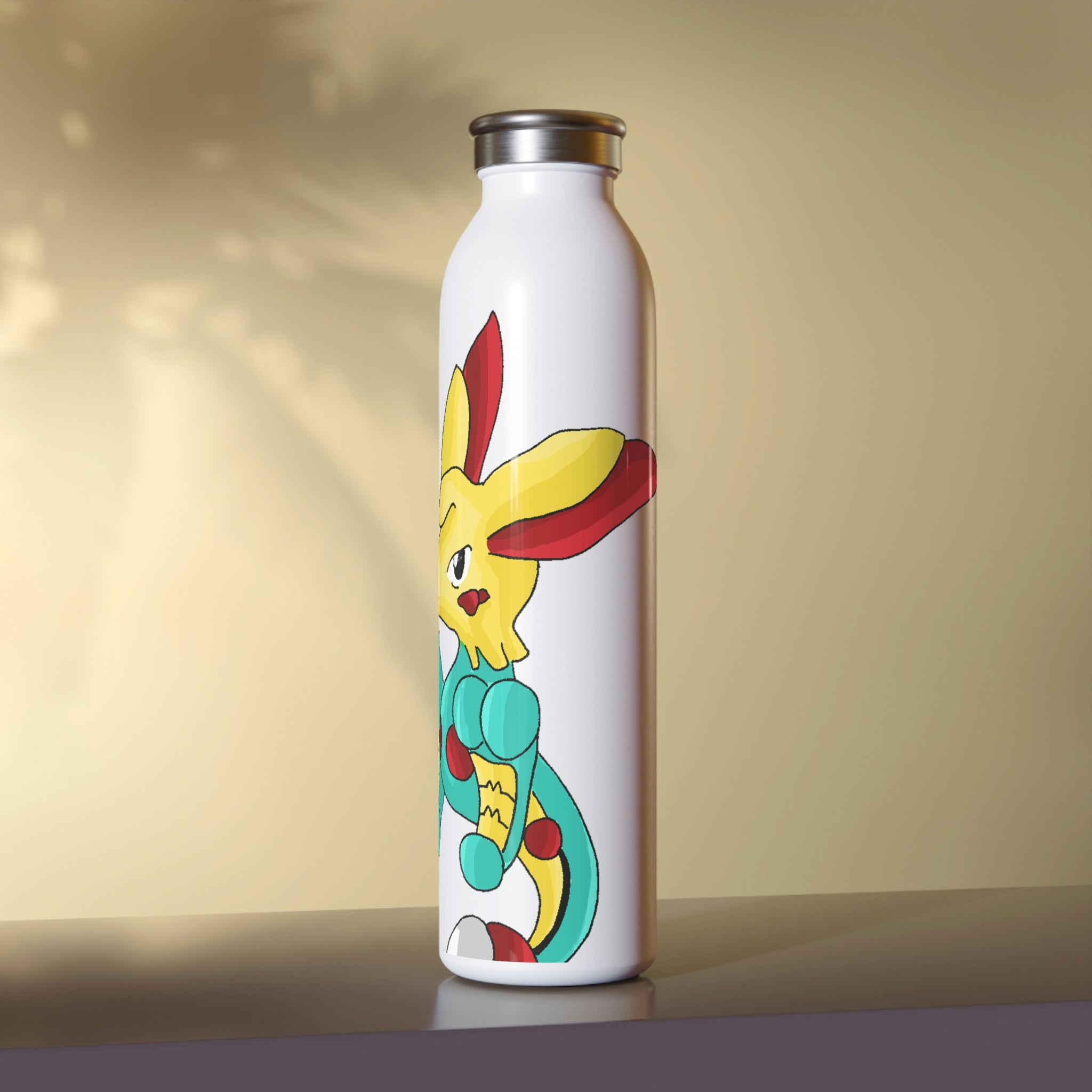 Fabaryu Slim Water Bottle in matte finish with silver cap, showcasing personalized designs.