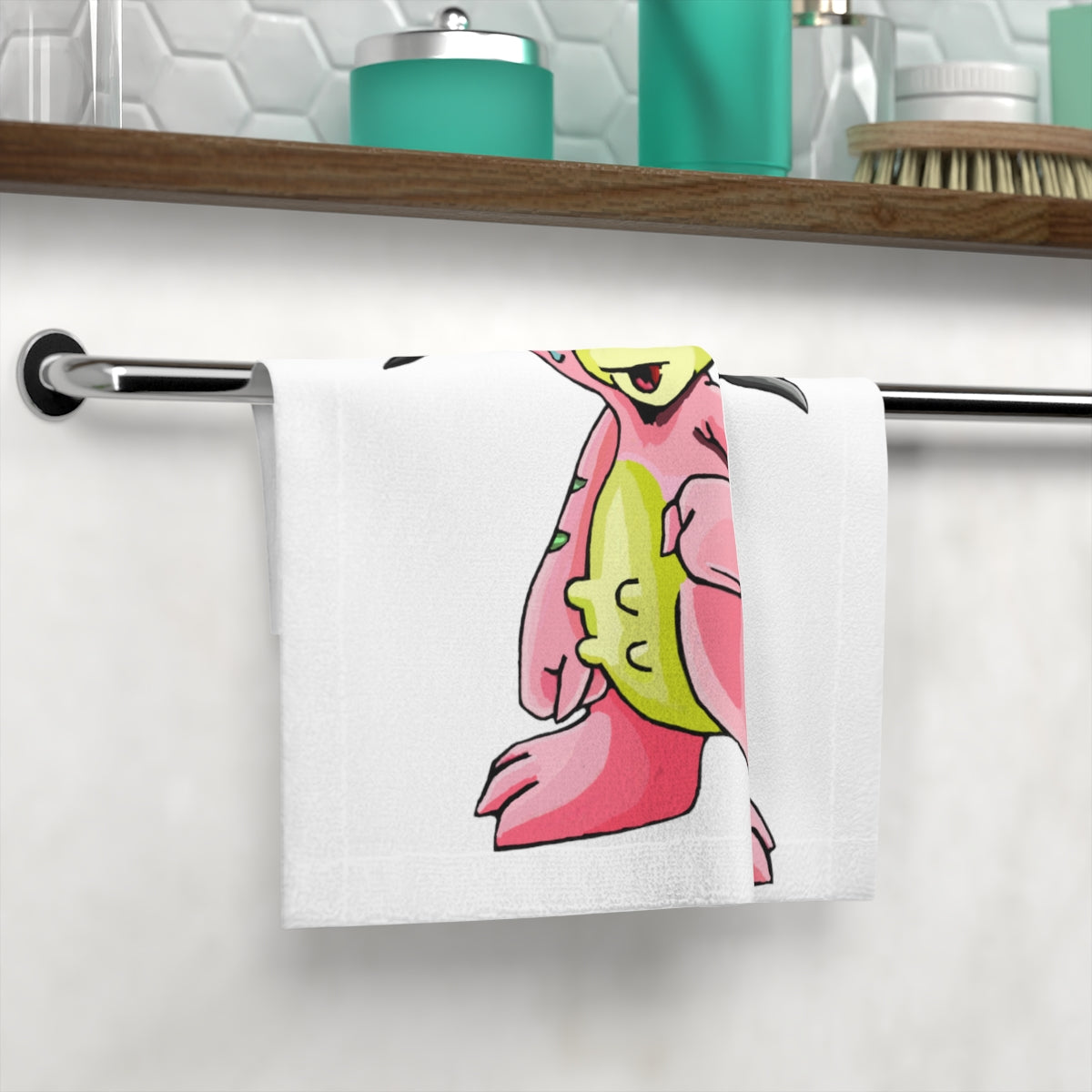 Custom face towel featuring a vibrant polyester front and soft cotton back, ideal for personal designs.