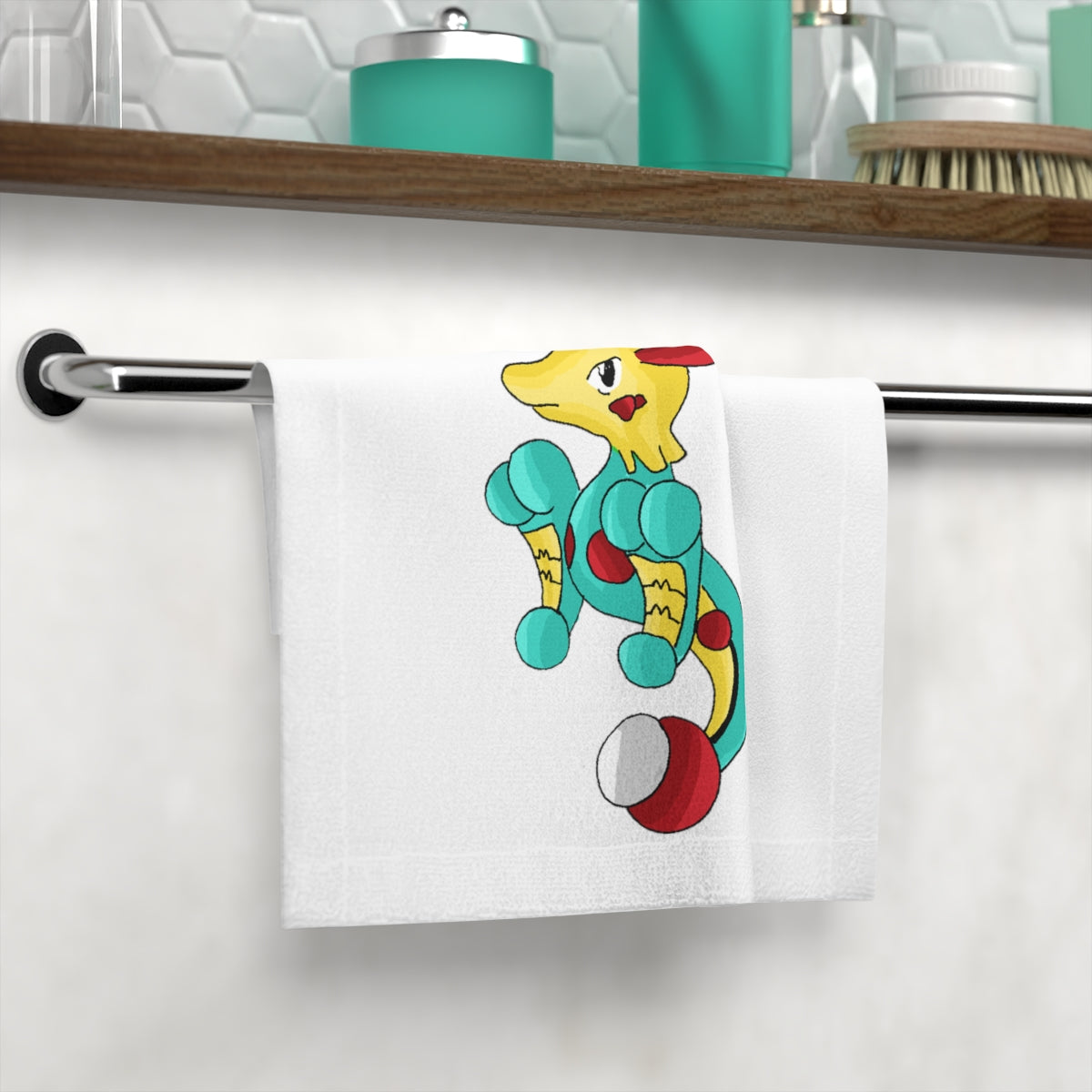 Custom face towel featuring a soft polyester front and absorbent cotton back, ideal for personal designs and everyday use.