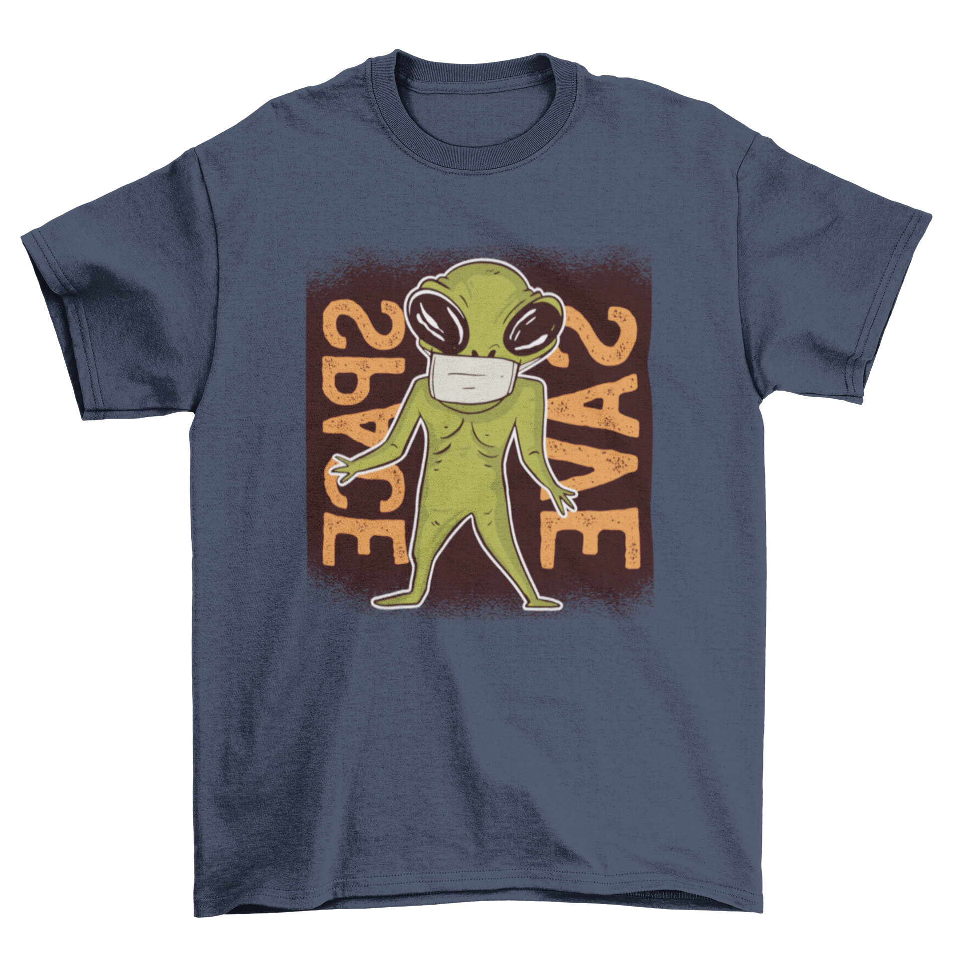 Facemask Alien T-Shirt featuring a colorful alien illustration and the phrase 'Save Space'.