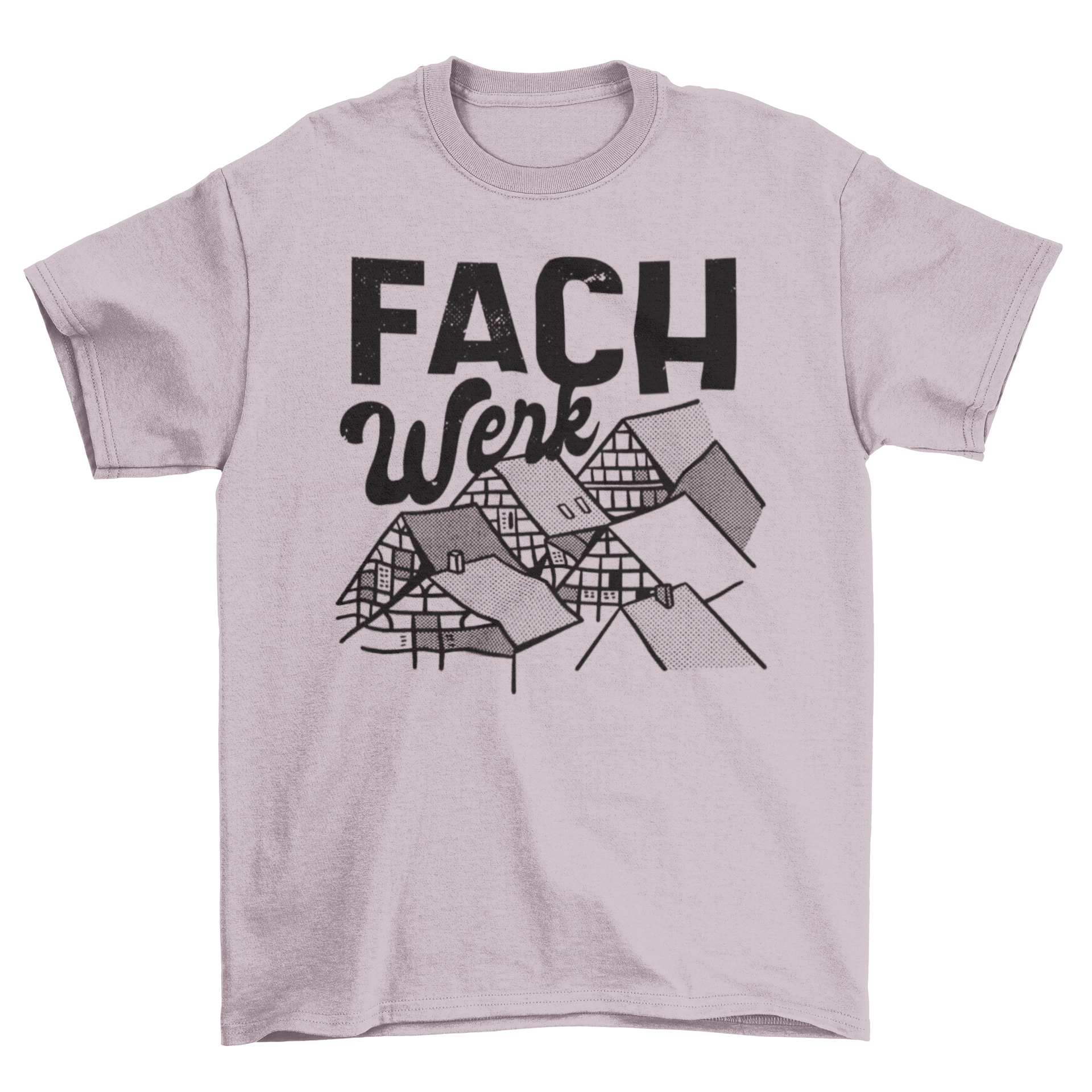 Fachwerk t-shirt featuring a detailed truss illustration and caption.