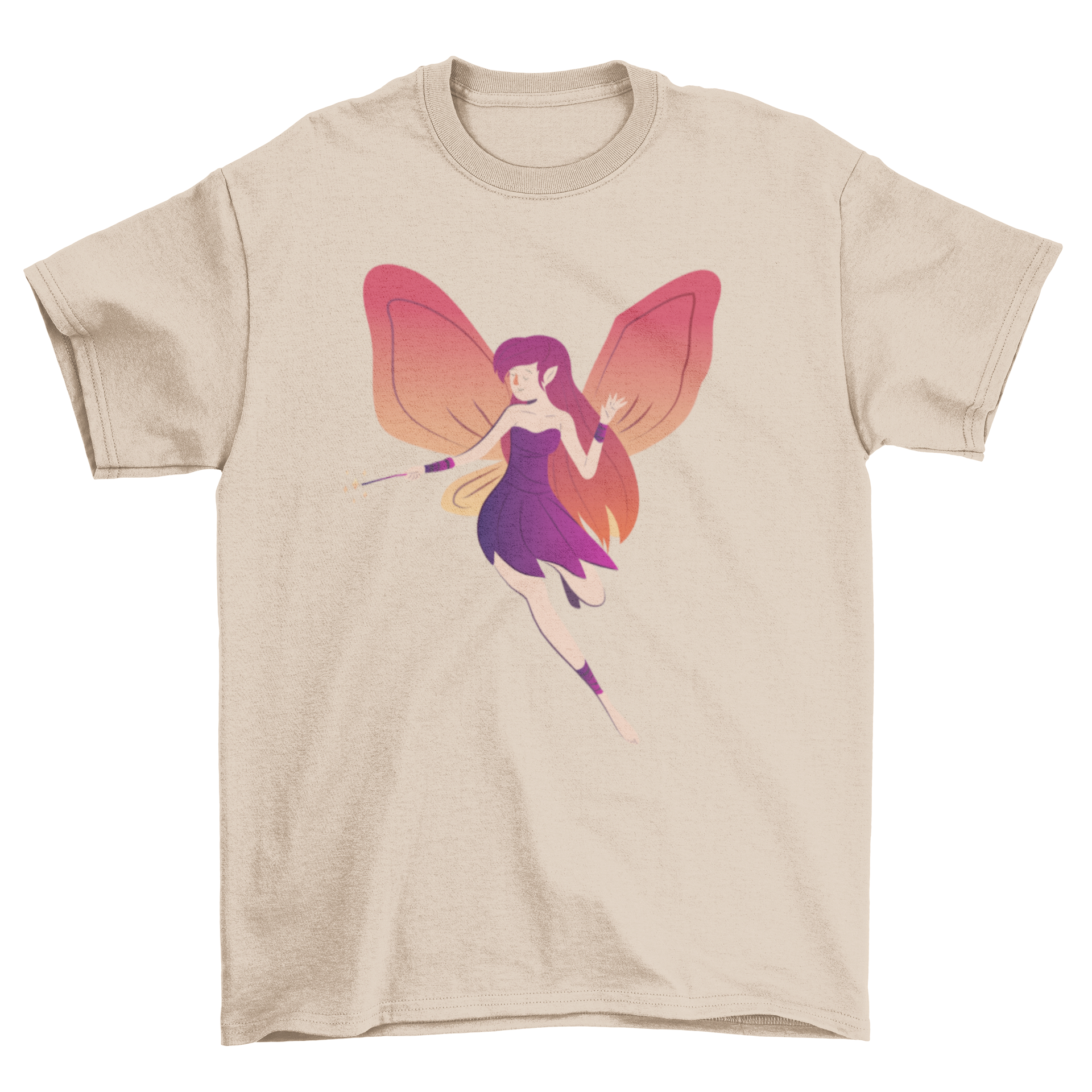 A stylish Fairy Girl T-shirt featuring a whimsical fairy girl design with colorful wings and enchanting elements.