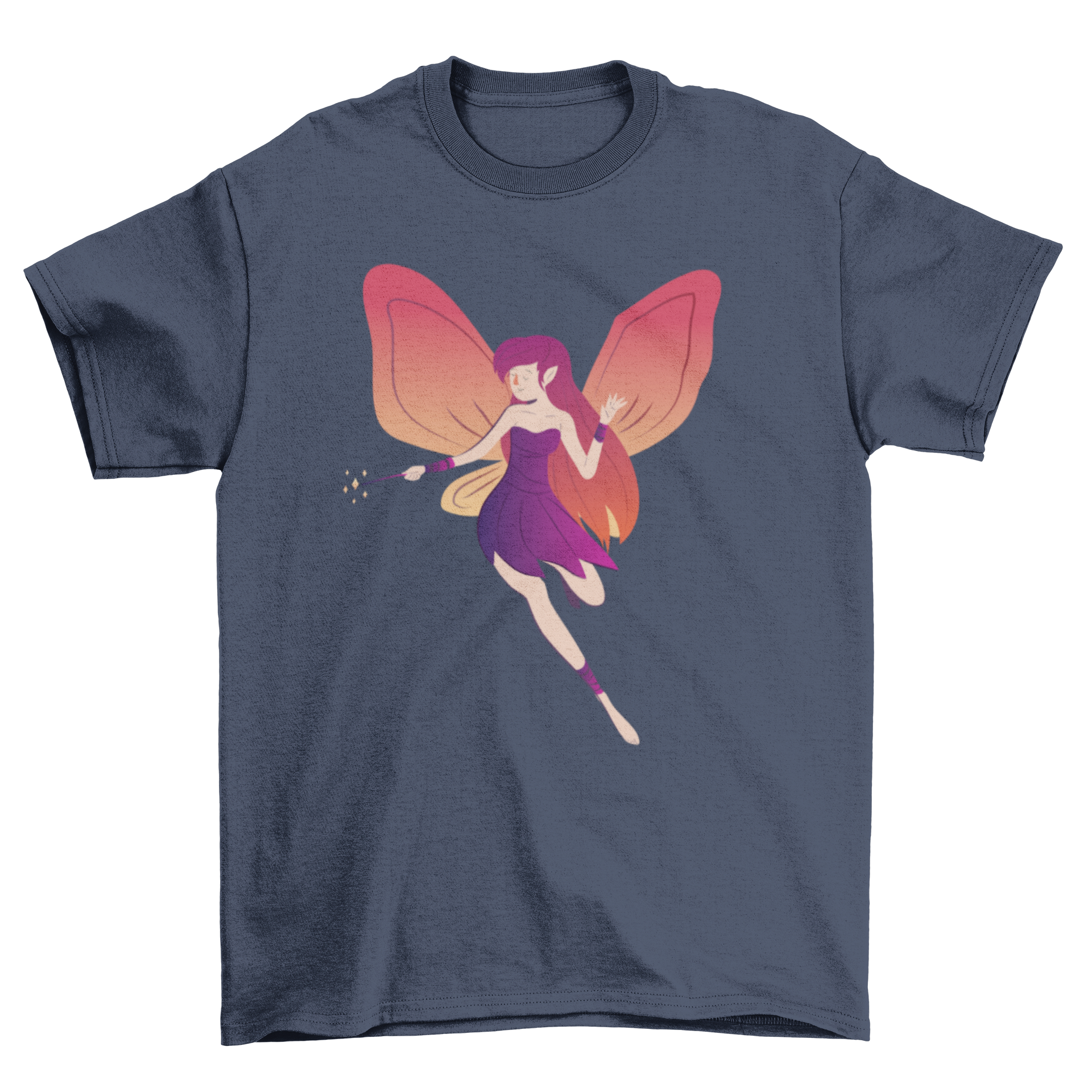 A stylish Fairy Girl T-shirt featuring a whimsical fairy girl design with colorful wings and enchanting elements.