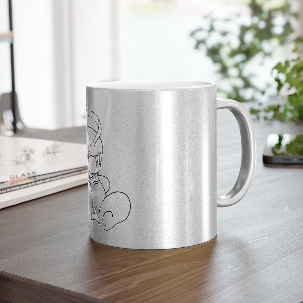 Fairyu Metallic Mug in Silver and Gold finishes, showcasing personalized designs and a comfortable C-handle.