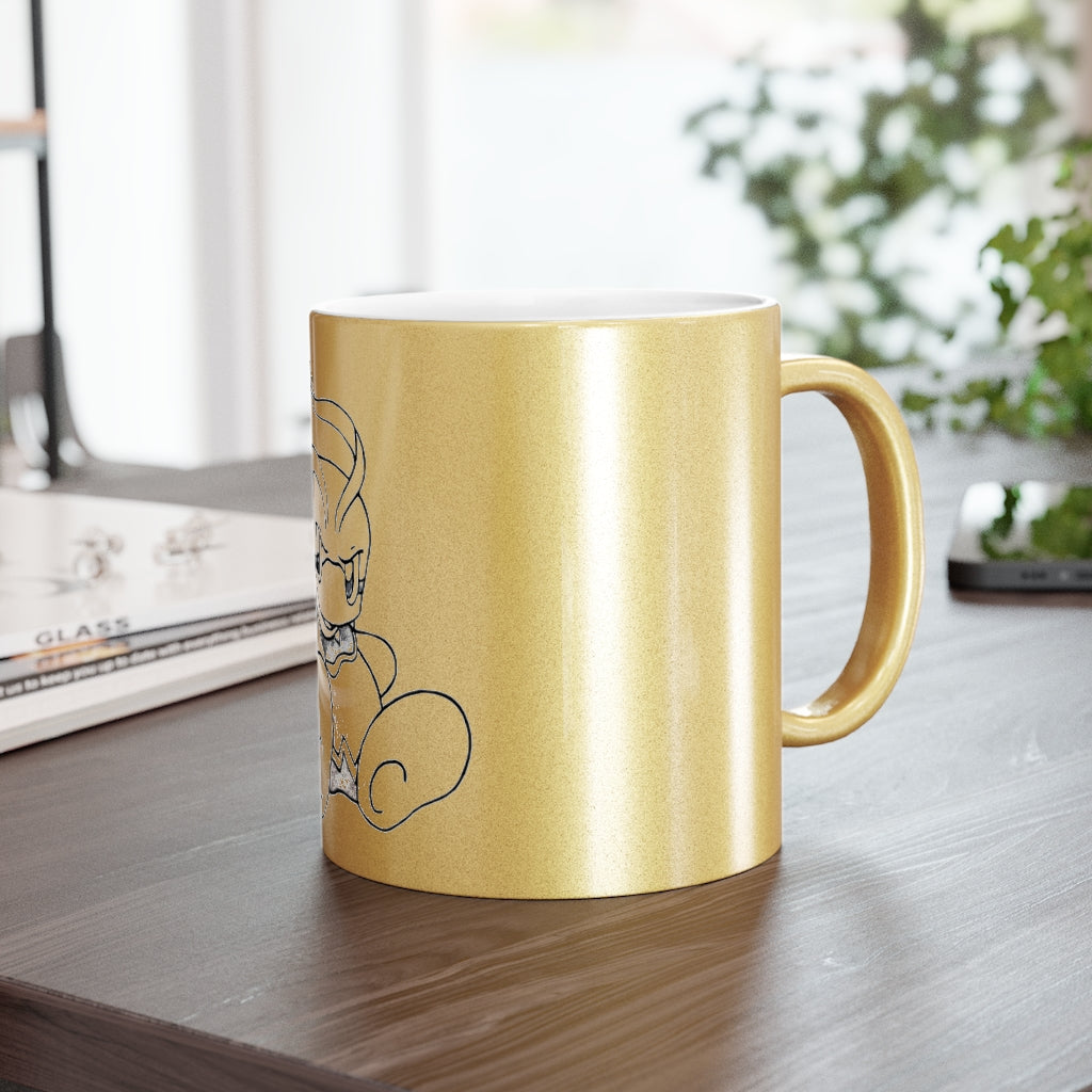 Fairyu Metallic Mug in Silver and Gold finishes, showcasing personalized designs and a comfortable C-handle.