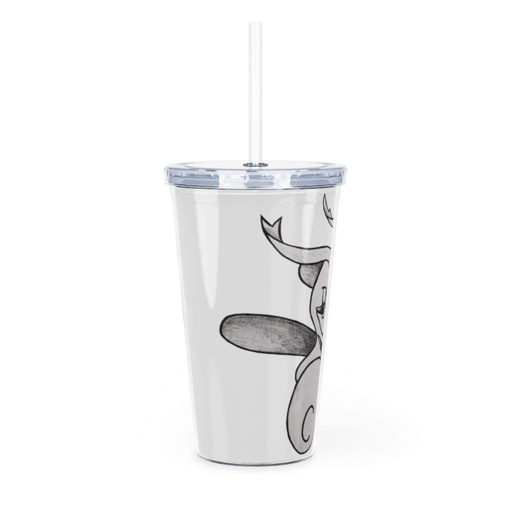 Fairyu Plastic Tumbler with Straw, featuring a sleek design and customizable insert, perfect for parties and gatherings.