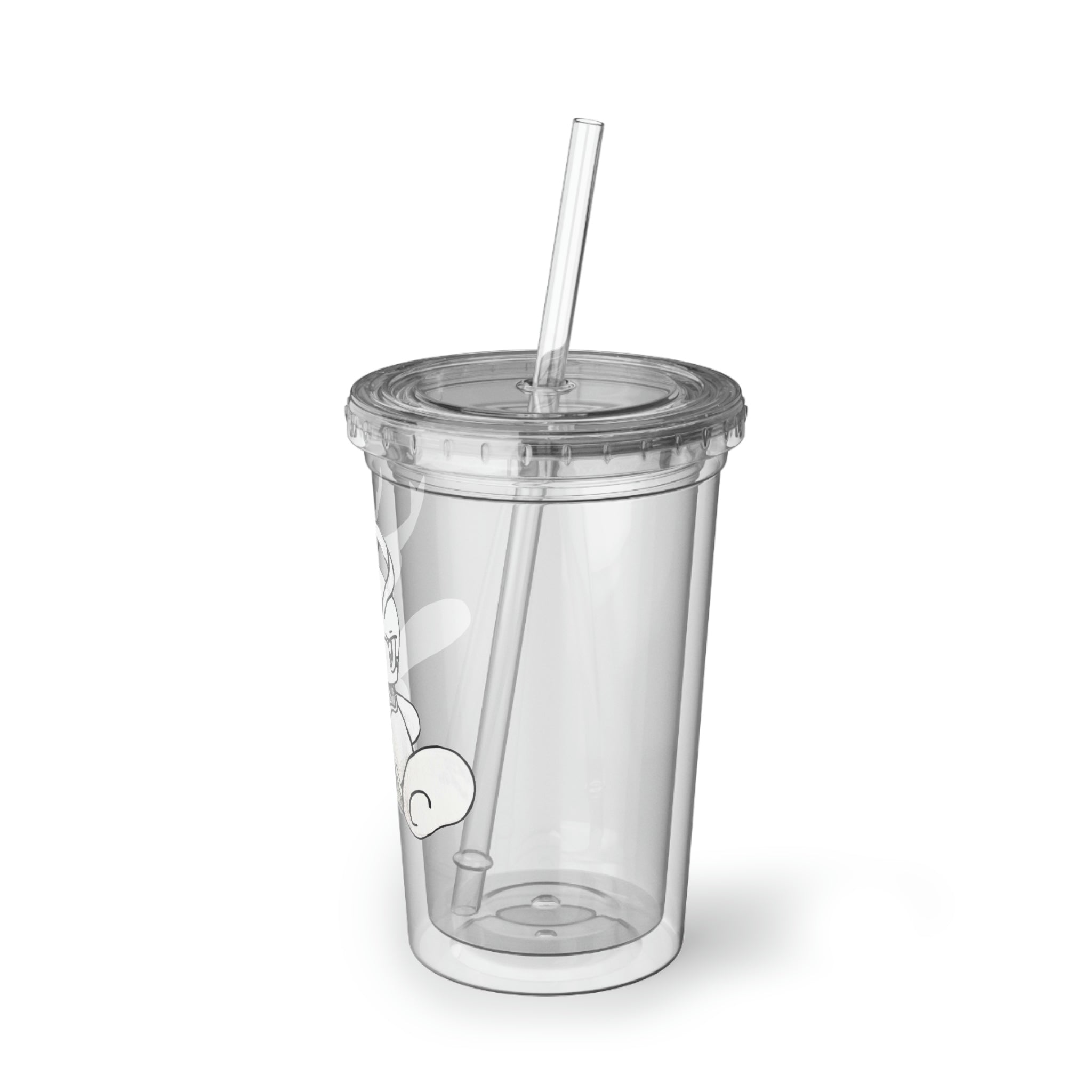 Fairyu Suave Acrylic Cup with double-wall insulation, featuring a vibrant custom design and a reusable straw.