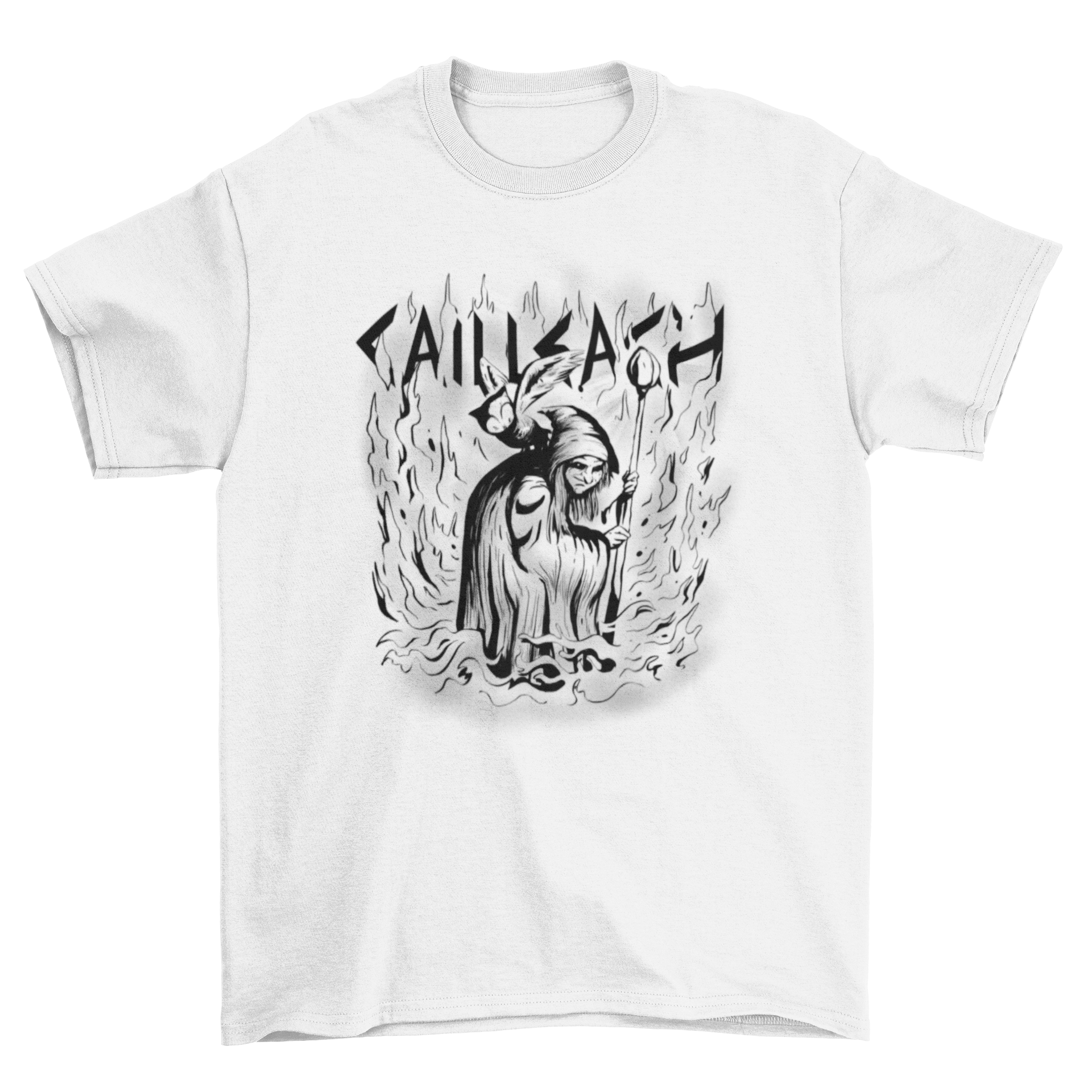 Fantasy Celtic Creature T-Shirt featuring the goddess Cailleach with intricate design and vibrant colors.