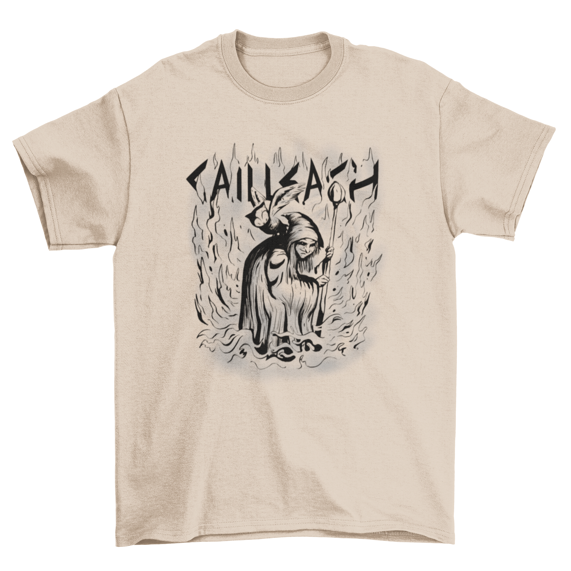 Fantasy Celtic Creature T-Shirt featuring the goddess Cailleach with intricate design and vibrant colors.