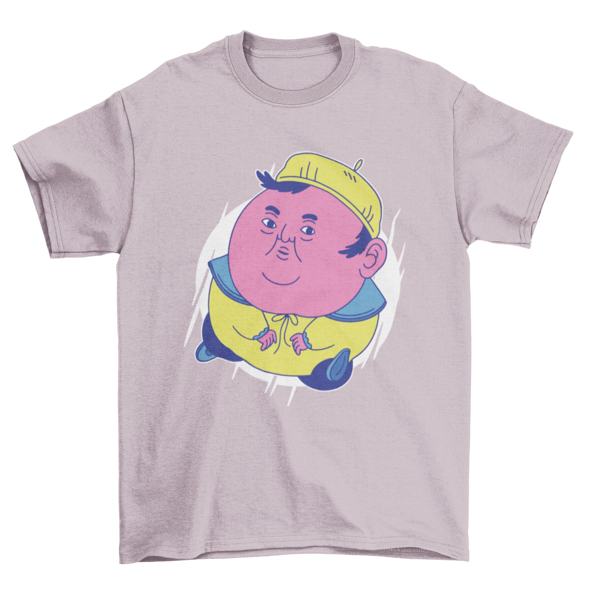 Cartoon character on t-shirt.