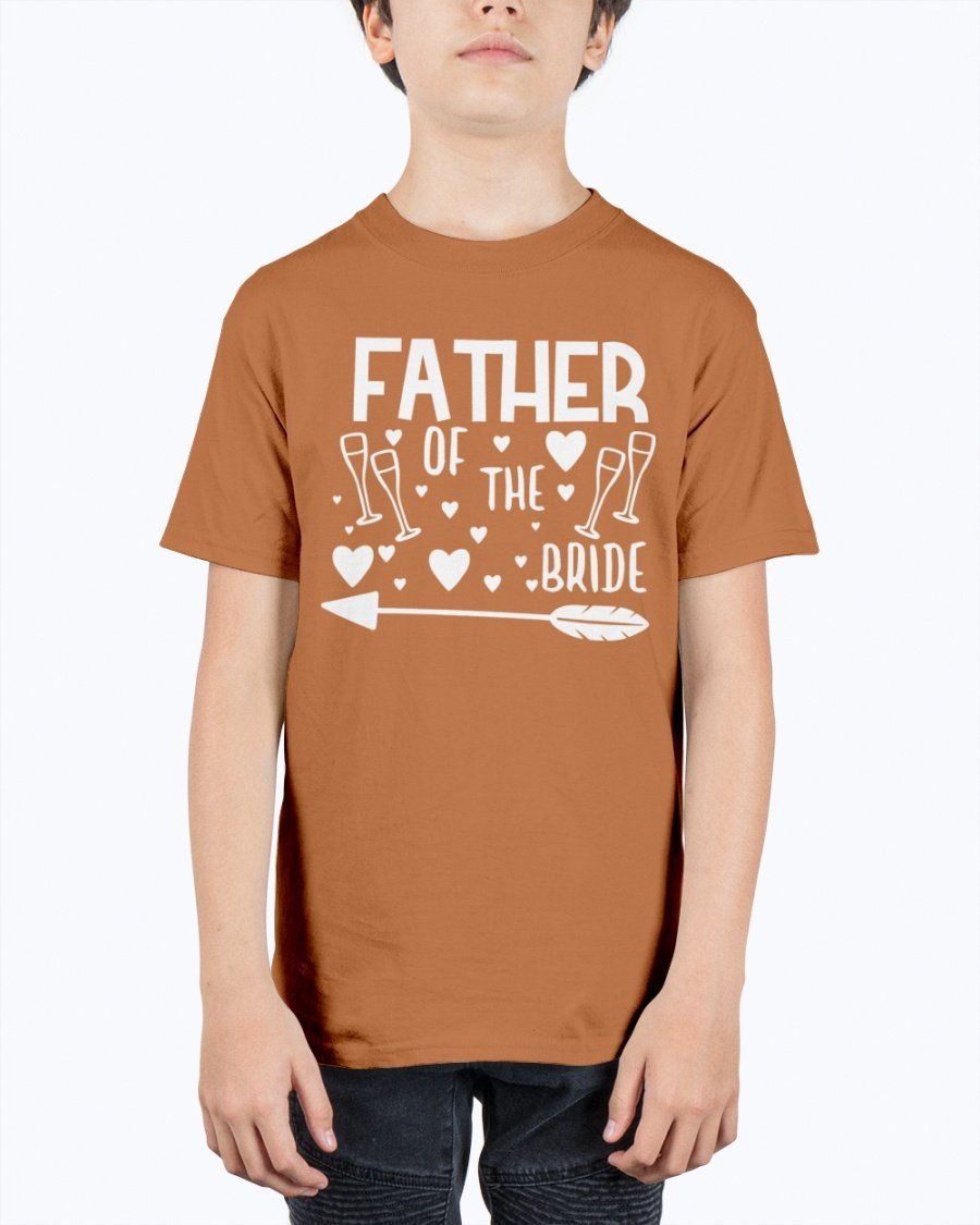 Father of the Bride Youth Tee, unisex design in durable cotton blend, perfect for weddings.