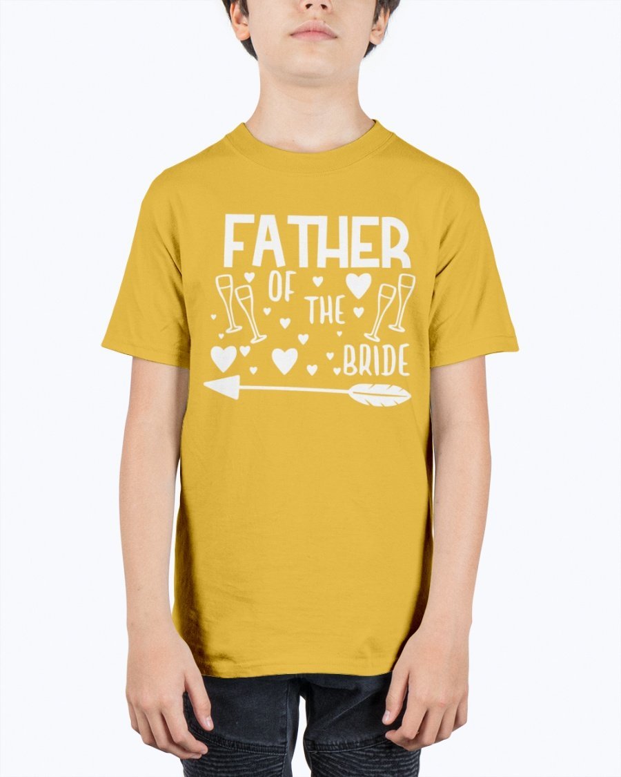 Father of the Bride Youth Tee, unisex design in durable cotton blend, perfect for weddings.