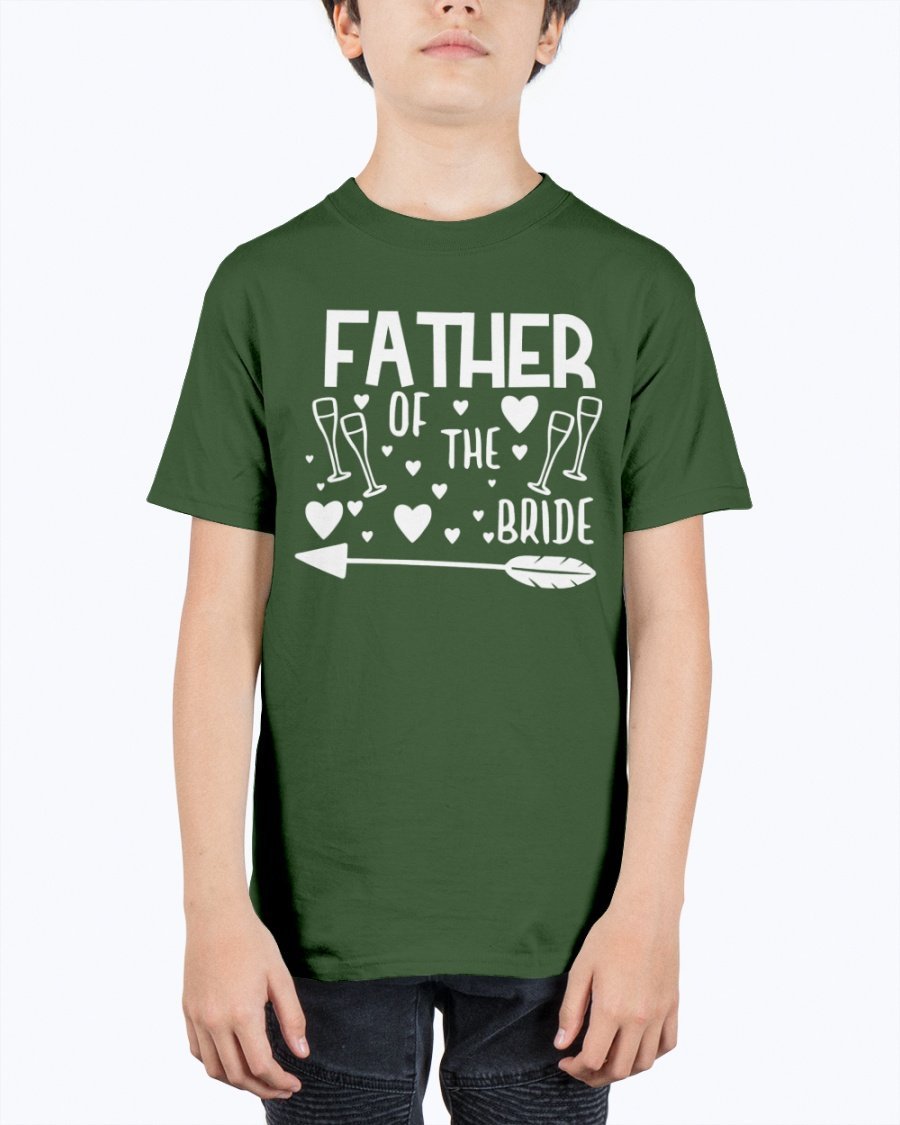 Father of the Bride Youth Tee, unisex design in durable cotton blend, perfect for weddings.