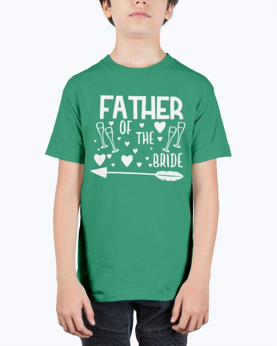 Father of the Bride Youth Tee, unisex design in durable cotton blend, perfect for weddings.