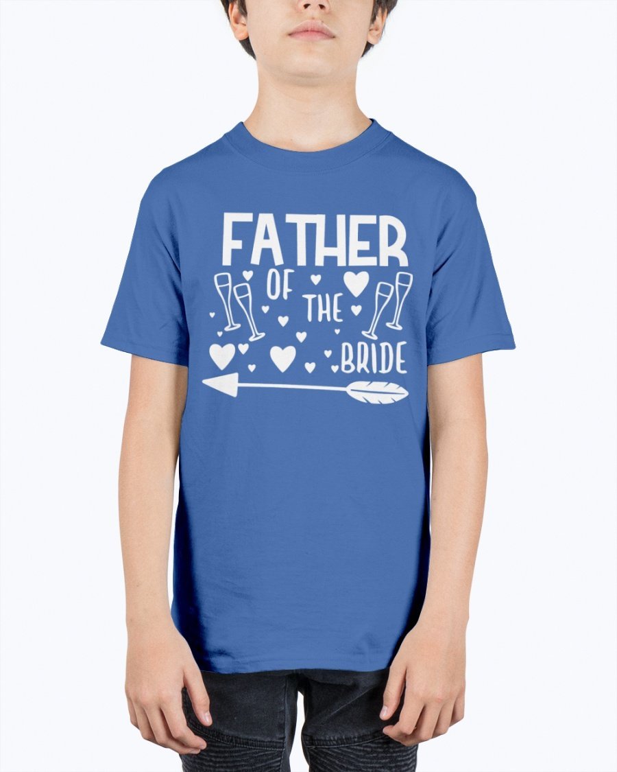 Father of the Bride Youth Tee, unisex design in durable cotton blend, perfect for weddings.