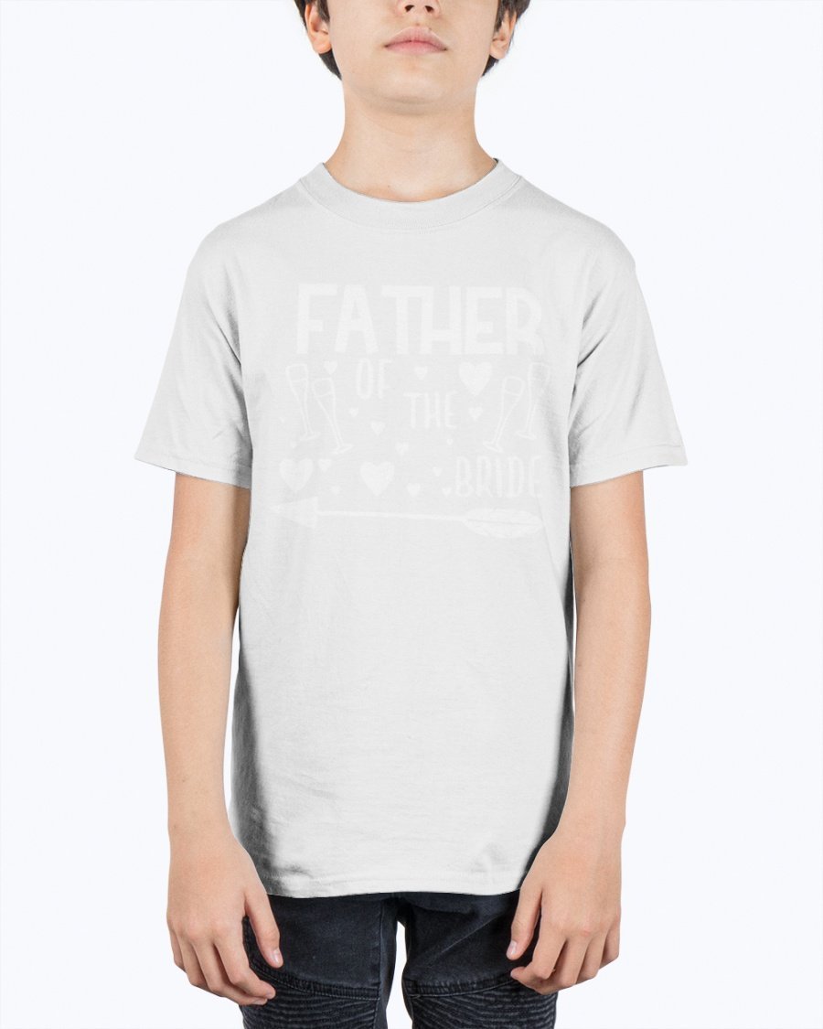 Father of the Bride Youth Tee, unisex design in durable cotton blend, perfect for weddings.