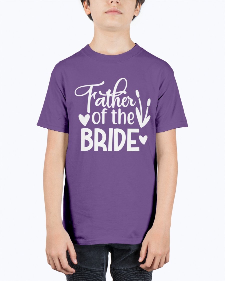 Father of the Bride Youth Tee in unisex design, made from durable cotton blend, perfect for weddings.