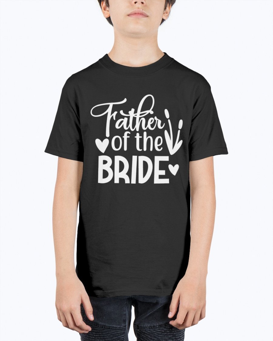 Father of the Bride Youth Tee in unisex design, made from durable cotton blend, perfect for weddings.