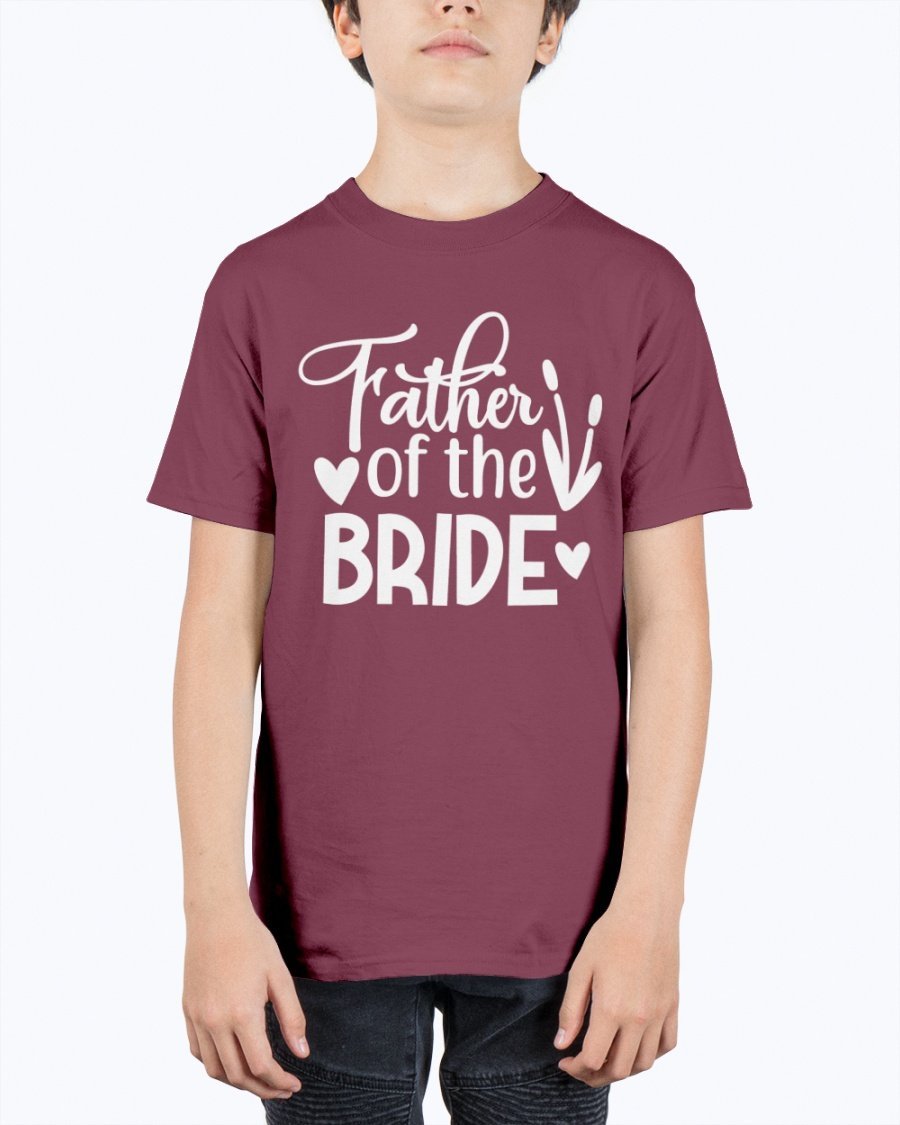 Father of the Bride Youth Tee in unisex design, made from durable cotton blend, perfect for weddings.