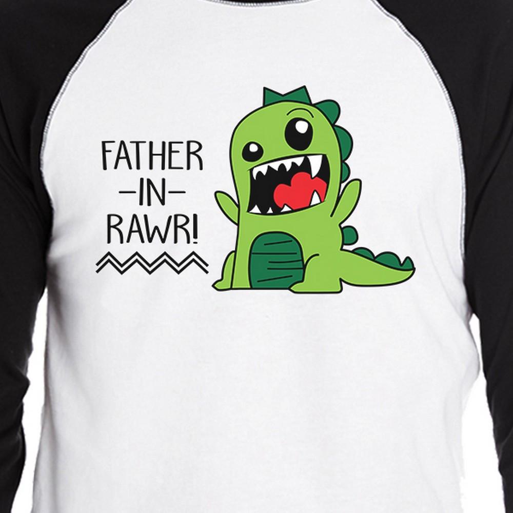 Father-In-Rawr Baseball Raglan Shirt featuring ¾ sleeves, made from 100% ring spun cotton, perfect for Father's Day gifts.