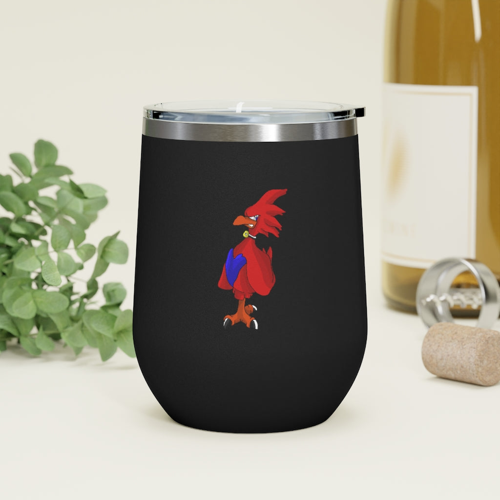 Faulkner 12oz Insulated Wine Tumbler in stainless steel with a clear lid, showcasing a stylish design for hot and cold beverages.