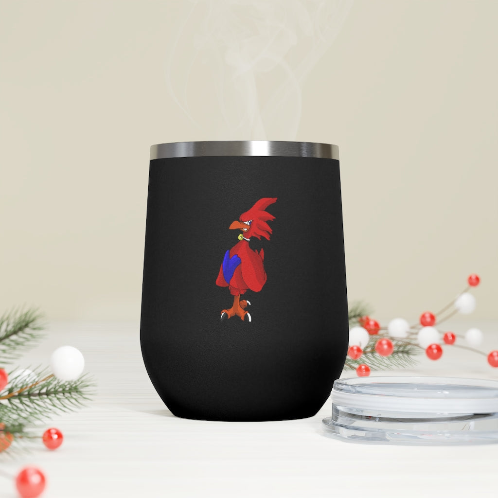 Faulkner 12oz Insulated Wine Tumbler in stainless steel with a clear lid, showcasing a stylish design for hot and cold beverages.