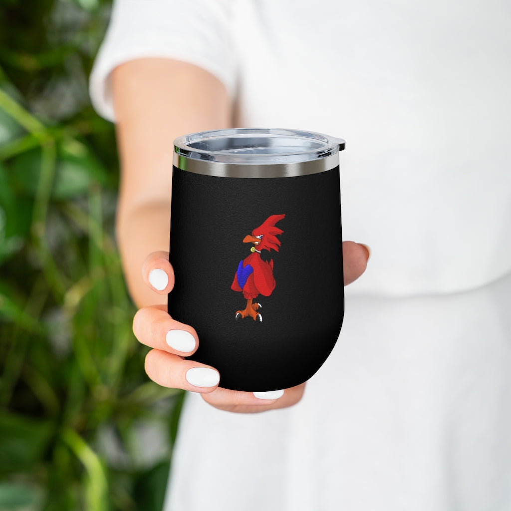 Faulkner 12oz Insulated Wine Tumbler in stainless steel with a clear lid, showcasing a stylish design for hot and cold beverages.