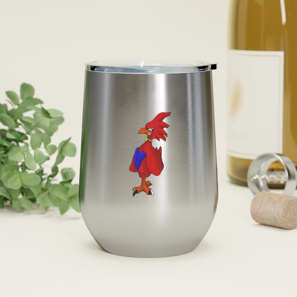 Faulkner 12oz Insulated Wine Tumbler in stainless steel with a clear lid, showcasing a stylish design for hot and cold beverages.