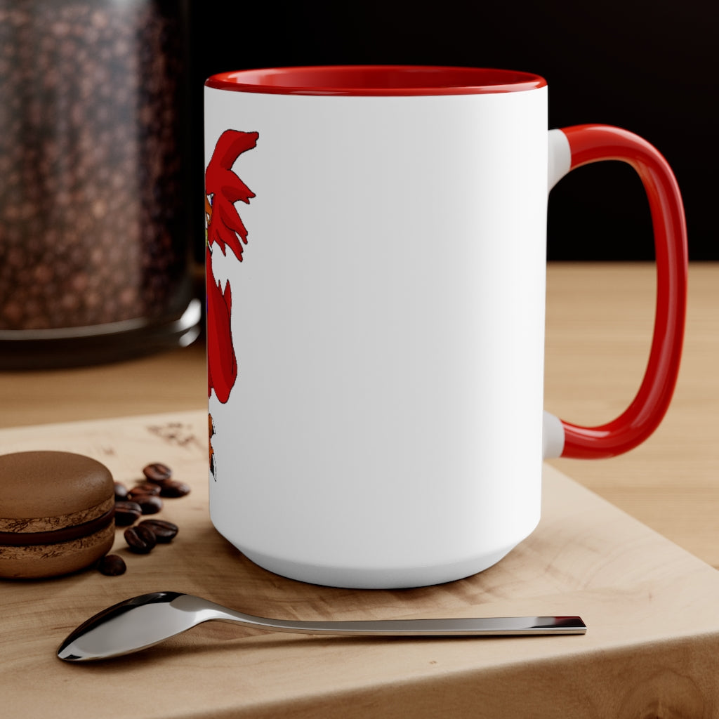 Faulkner Accent Mug featuring a two-tone design with a white exterior and colored interior, available in red, pink, and black options.