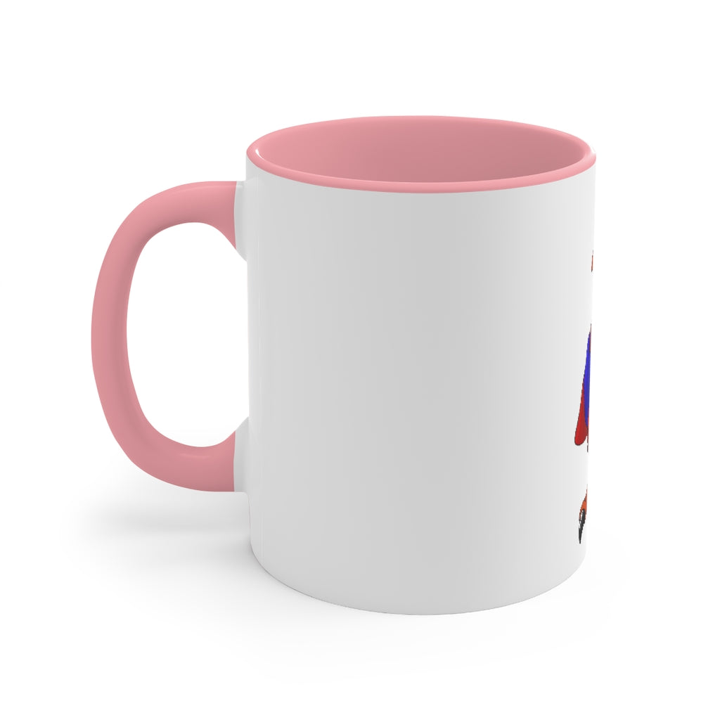 Faulkner Accent Mug featuring a two-tone design with a white exterior and colored interior, available in red, pink, and black options.