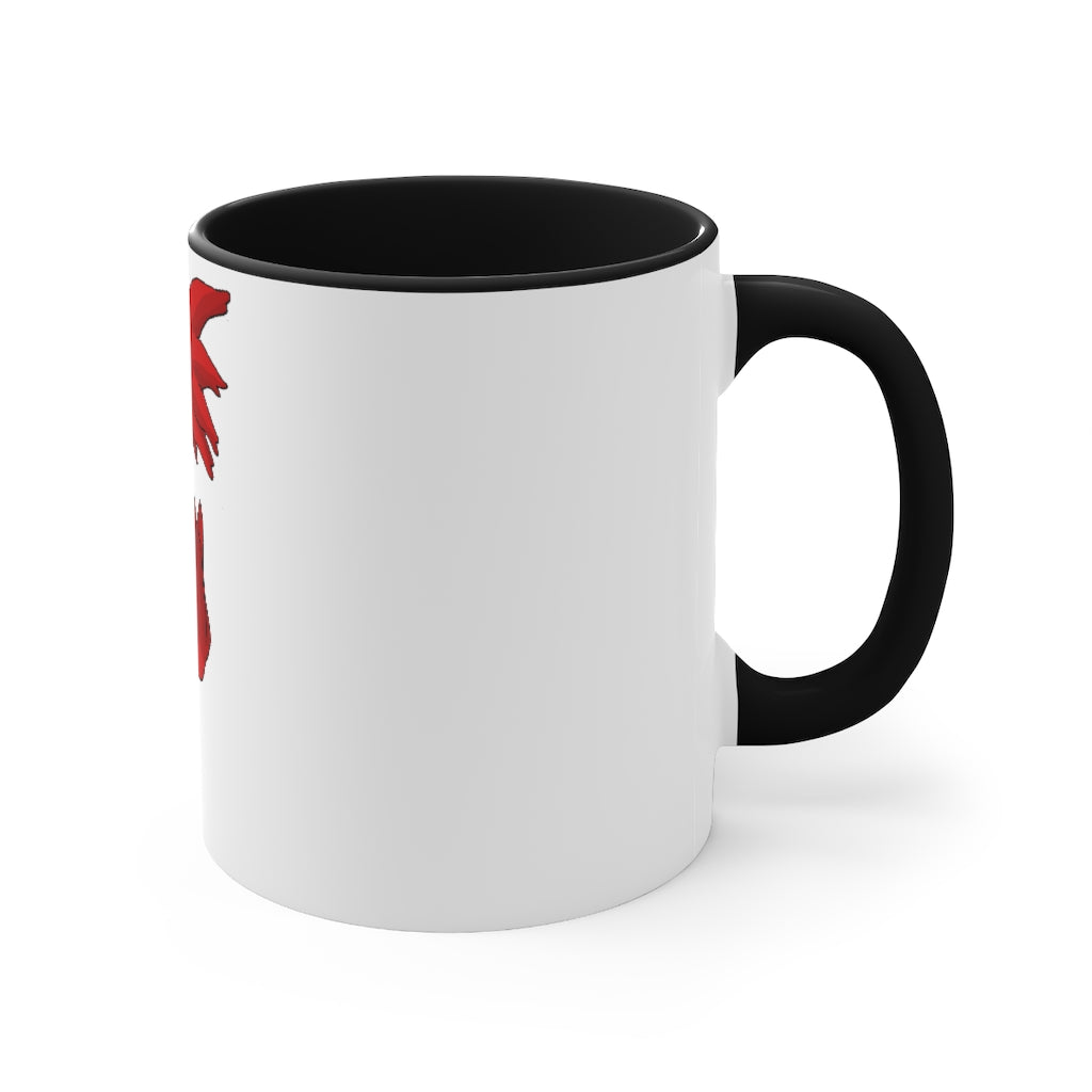 Faulkner Accent Mug featuring a two-tone design with a white exterior and colored interior, available in red, pink, and black options.