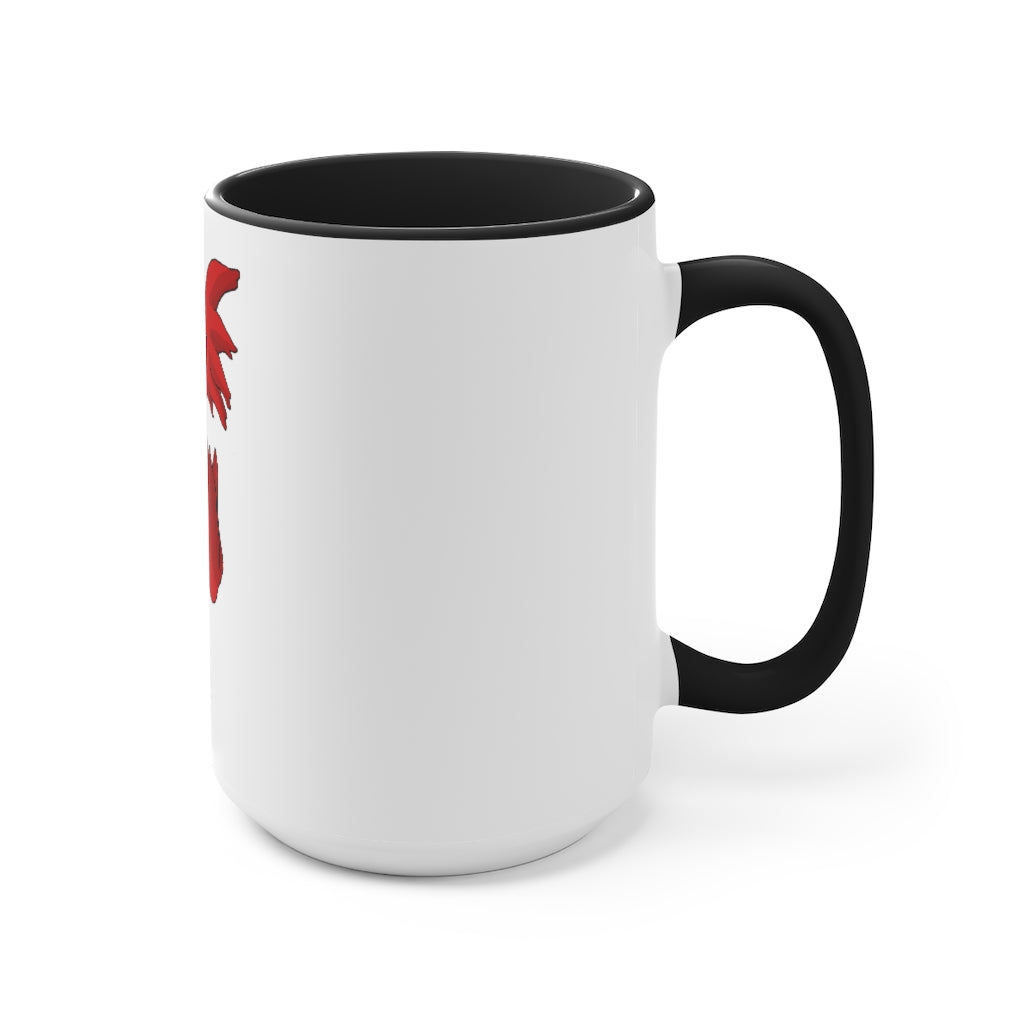 Faulkner Accent Mug featuring a two-tone design with a white exterior and colored interior, available in red, pink, and black options.