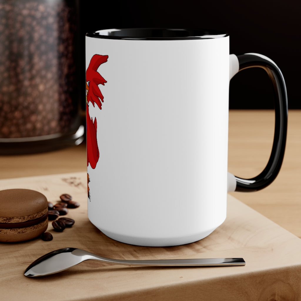 Faulkner Accent Mug featuring a two-tone design with a white exterior and colored interior, available in red, pink, and black options.