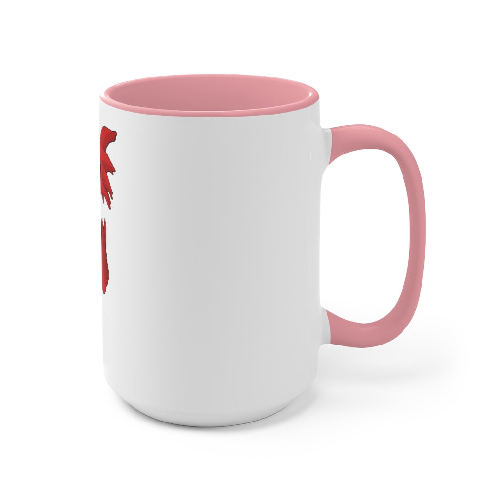 Faulkner Accent Mug featuring a two-tone design with a white exterior and colored interior, available in red, pink, and black options.