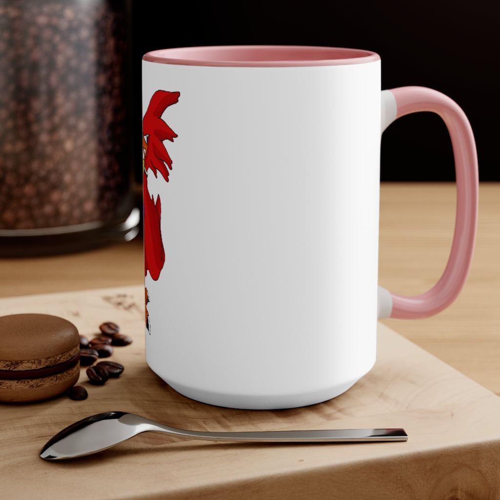 Faulkner Accent Mug featuring a two-tone design with a white exterior and colored interior, available in red, pink, and black options.