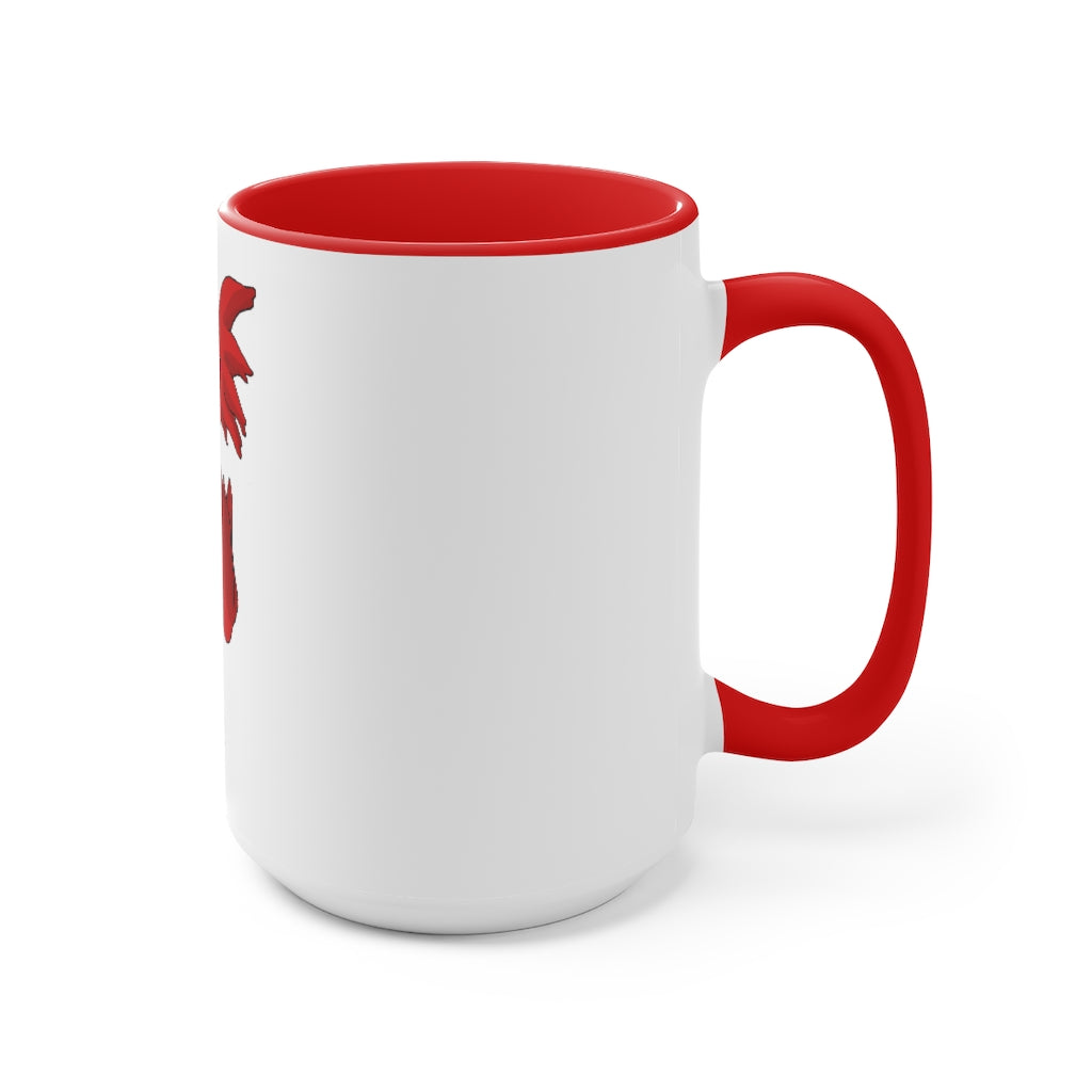 Faulkner Accent Mug featuring a two-tone design with a white exterior and colored interior, available in red, pink, and black options.