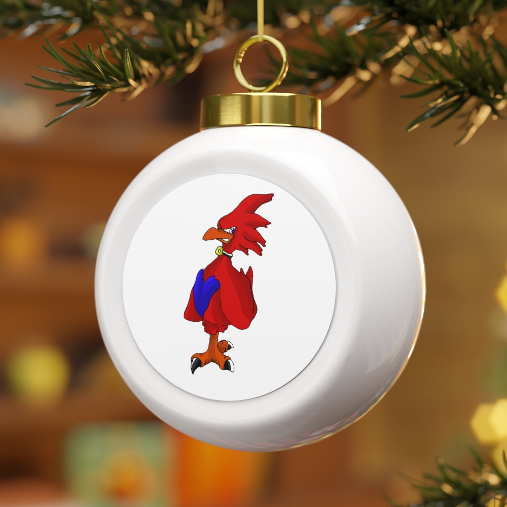 Faulkner Christmas Ball Ornament with glossy finish and gold ribbon, featuring a vintage design and customizable metal insert.