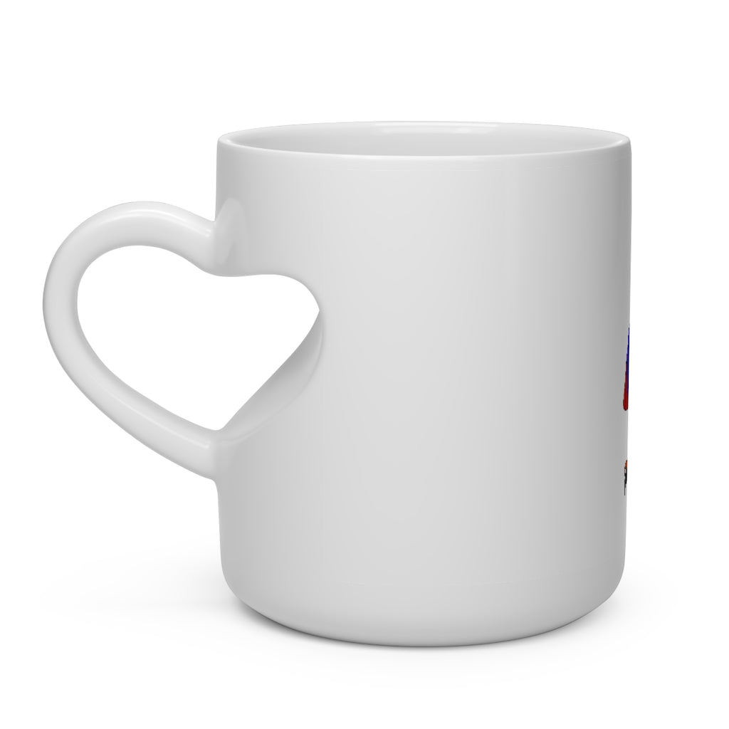 Faulkner Heart Shape Mug, white ceramic with a heart-shaped handle, perfect for hot beverages.