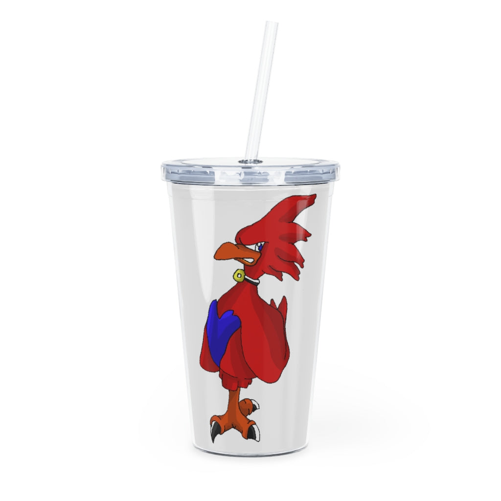 Faulkner Plastic Tumbler with Straw, featuring a customizable design, lid, and straw, perfect for drinks at events.