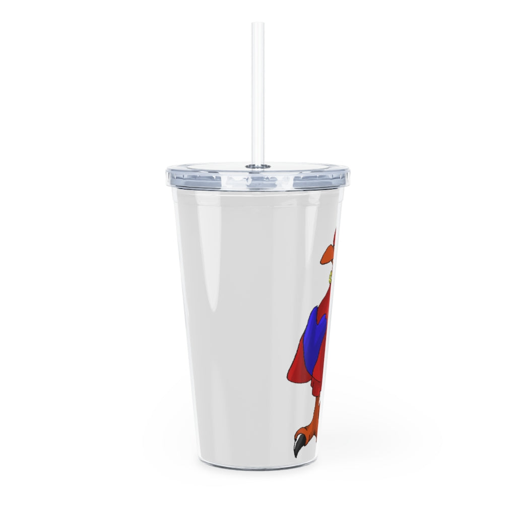 Faulkner Plastic Tumbler with Straw, featuring a customizable design, lid, and straw, perfect for drinks at events.