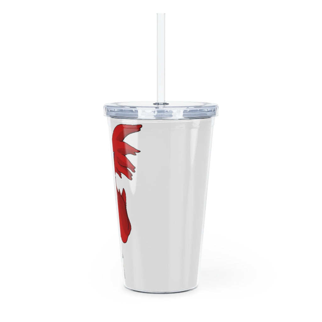 Faulkner Plastic Tumbler with Straw, featuring a customizable design, lid, and straw, perfect for drinks at events.